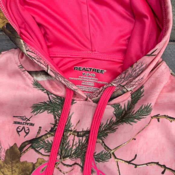 Realtree Girls 8-10 Pink Camo Hunting Warm Sweatshirt Soft Hoodie Front Pocket - Picture 3 of 7